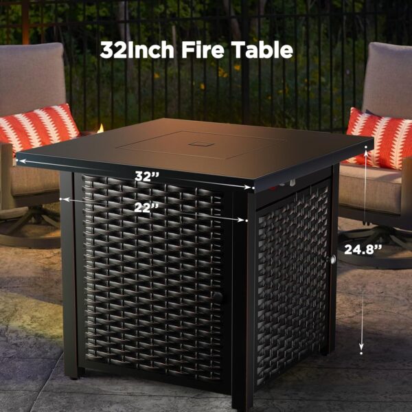 32 Inch Outdoor Propane Fire Pit, 50,000 BTU Steel Fire Table