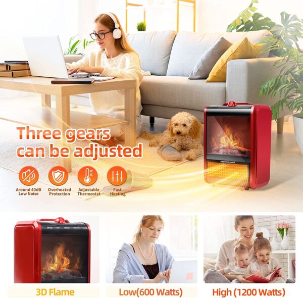 BEYOND BREEZE 1200W Electric Fireplace Flame Heater