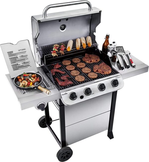 Char-Broil 4-Burner Cart Style Liquid Propane Gas Grill, Stainless Steel
