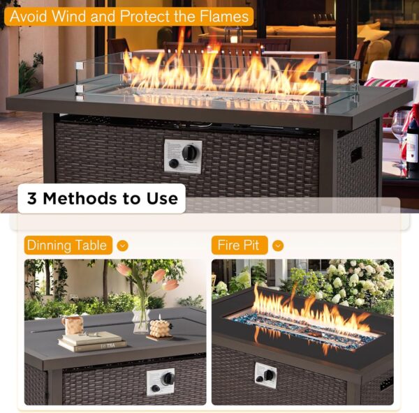 HOMREST Propane Fire Pit Table, 44 Inch 50,000 BTU Smokeless Gas Fire Pit for Outside