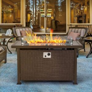 HOMREST Propane Fire Pit Table, 44 Inch 50,000 BTU Smokeless Gas Fire Pit for Outside