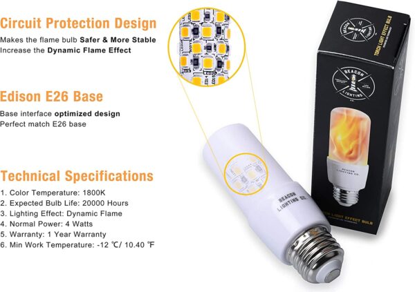 HoogaLife LED Flame Effect Light Bulbs E26