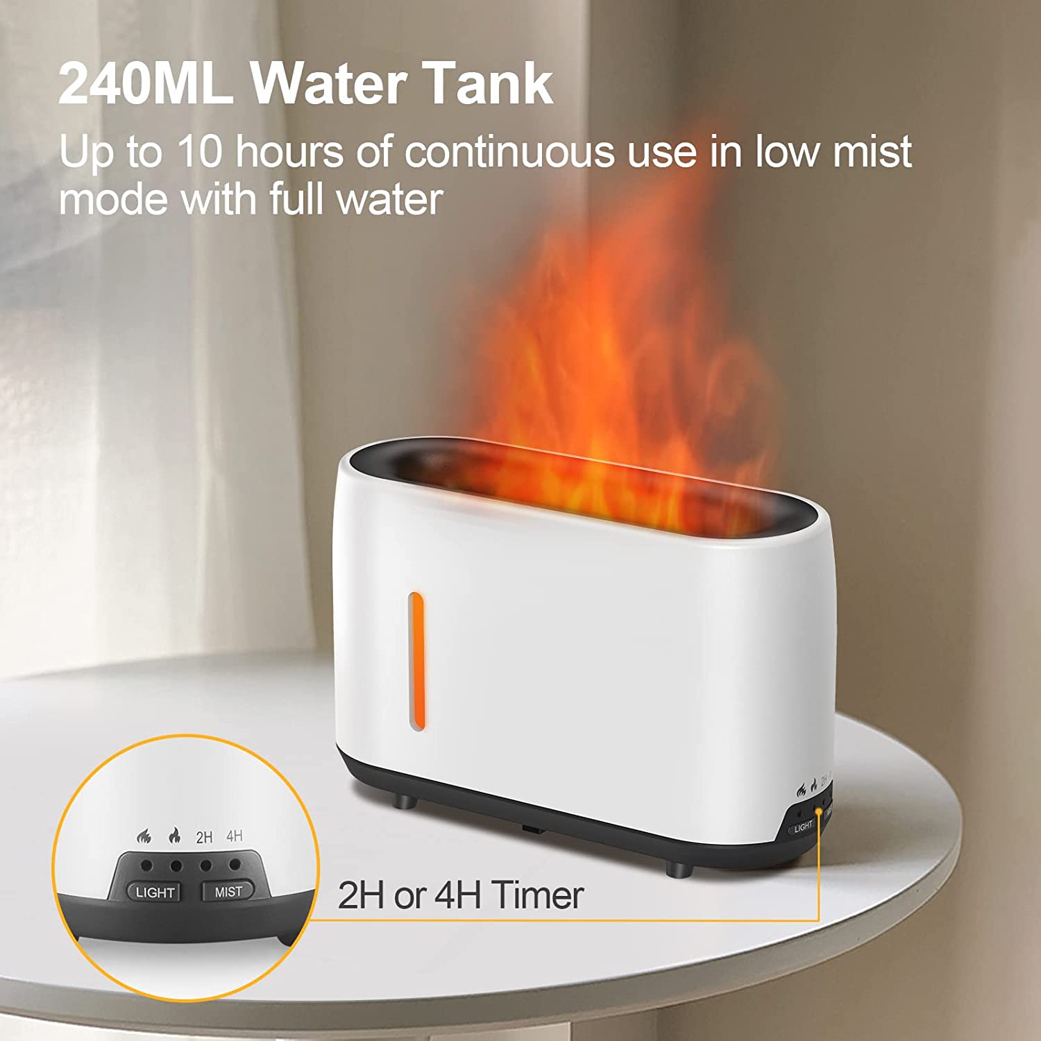 Flame Aromatherapy Diffuser For Large Room 240ml Essential Oil
