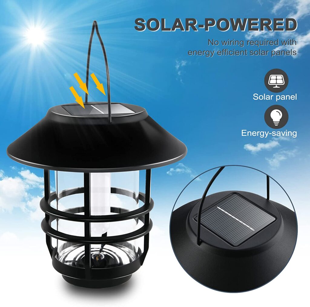 Otdair Solar Wall Lantern Outdoor, Flickering Flames Solar Sconce ...