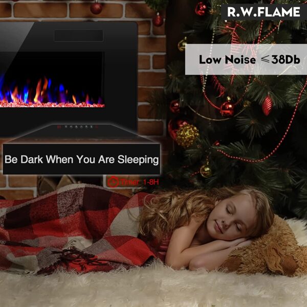 R.W.FLAME 50 Inch Recessed and Wall Mounted Flame Electric Fireplace