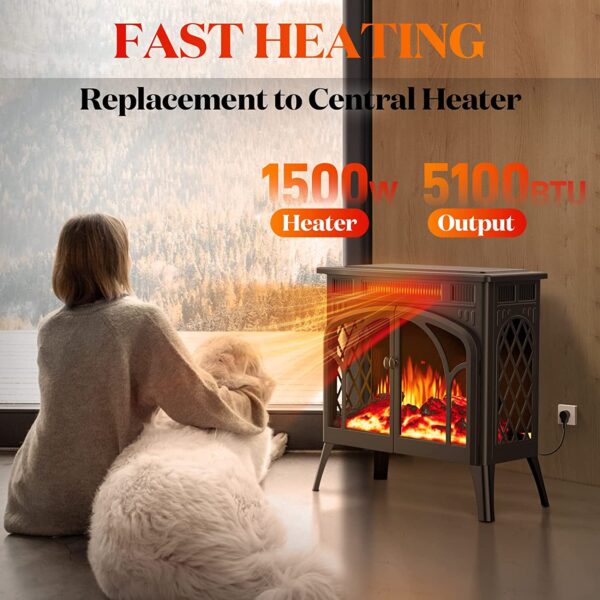 Rintuf 1500W Electric Fireplace Flame Heater