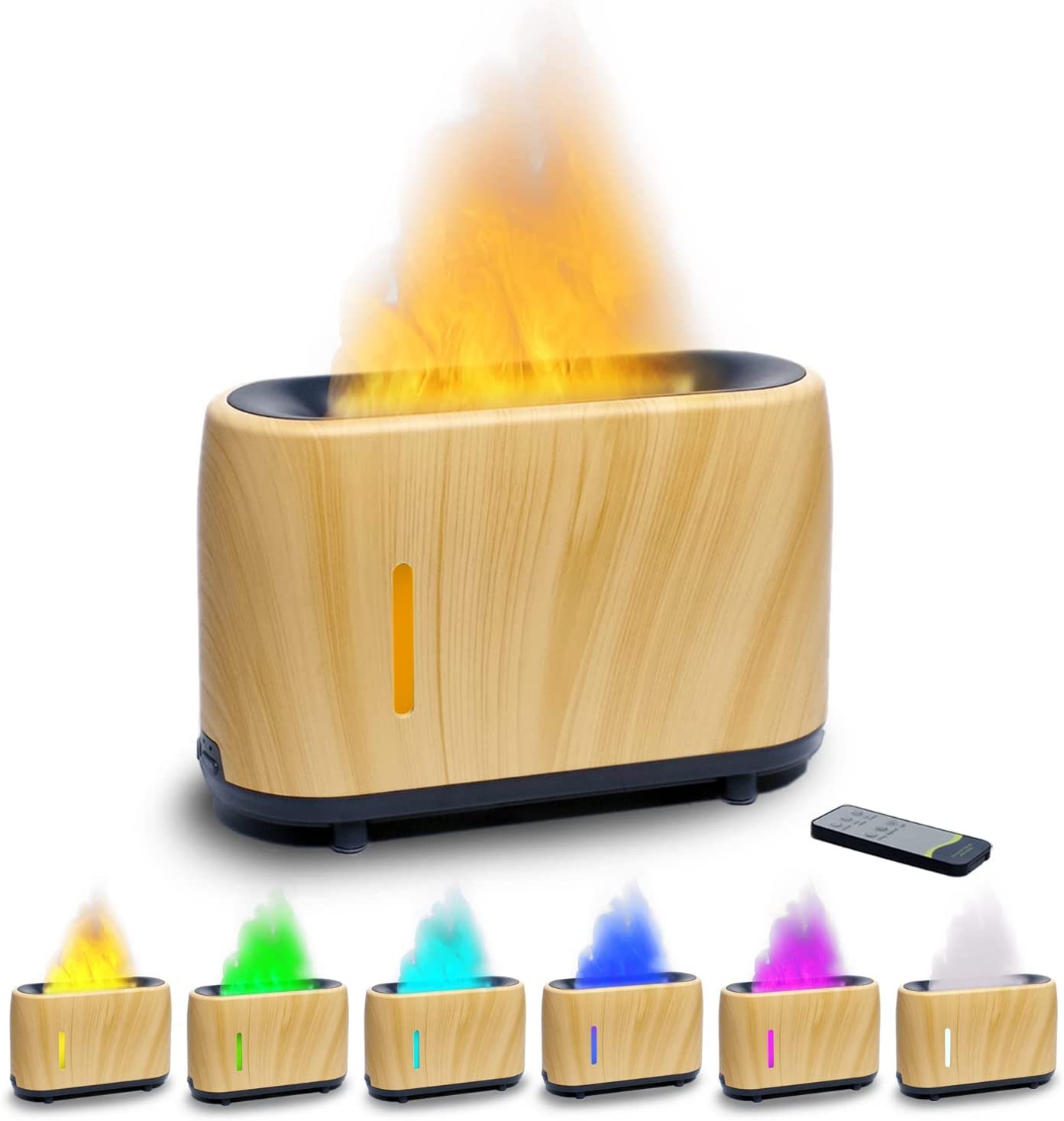 Colorful Flame Air Aroma Diffuser Humidifier, Upgraded 7 Flame Colors  Noiseless Essential Oil Diffuser for Home,Office,Yoga with Auto-Off  Protection