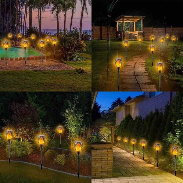 SANJICHA Upgraded 6-Pack Solar Outdoor Flame Lights