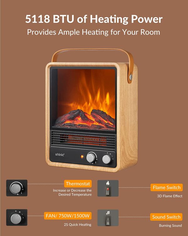 Shinic 1500W Flame Heater for Indoor Use