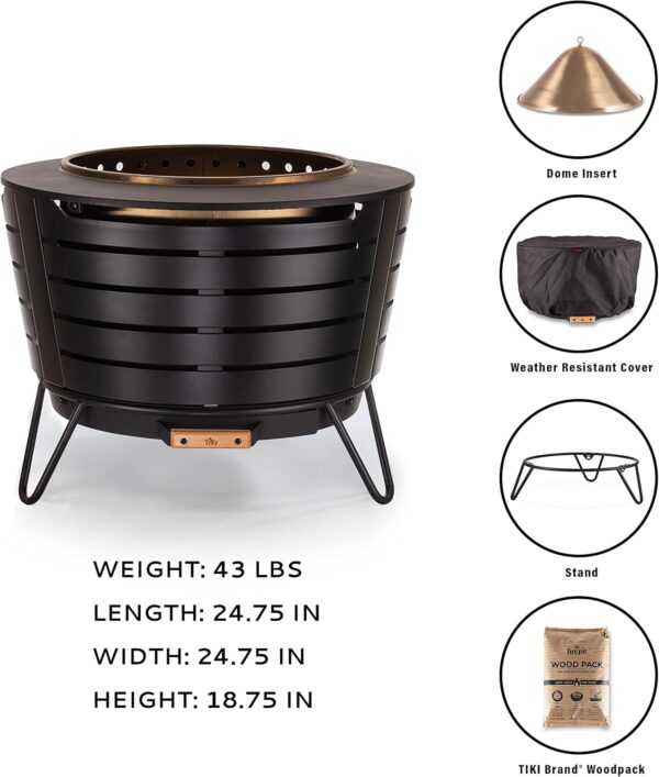 TIKI 25 Inch Stainless Steel Smokeless Fire Pit