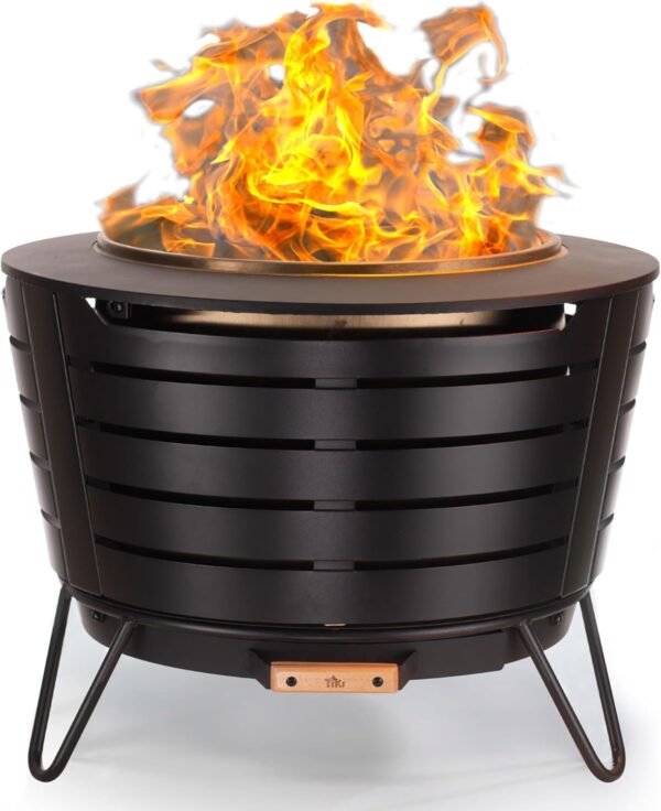 TIKI 25 Inch Stainless Steel Smokeless Fire Pit