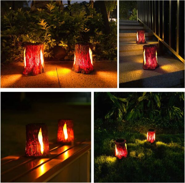TONULAX Solar Stump On Fire Flame Lantern Lights