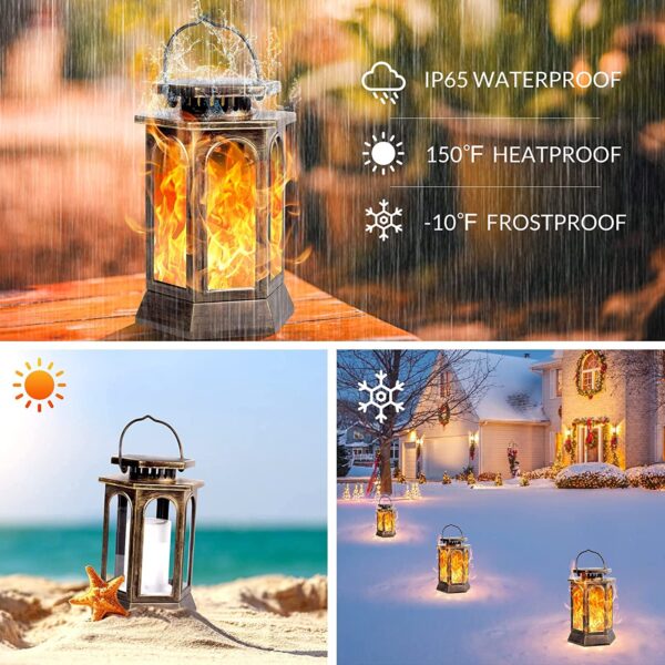 Walensee Outdoor Solar Lights With Flickering Flame