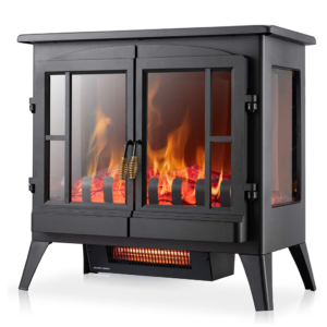 Xbeauty Freestanding Fireplace Heater with Realistic Flame