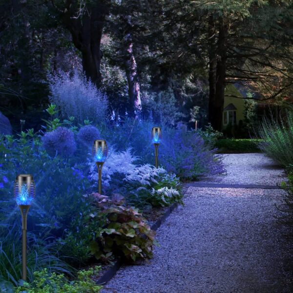 DIKAIDA Blue Solar Torch Light with Flickering Flame