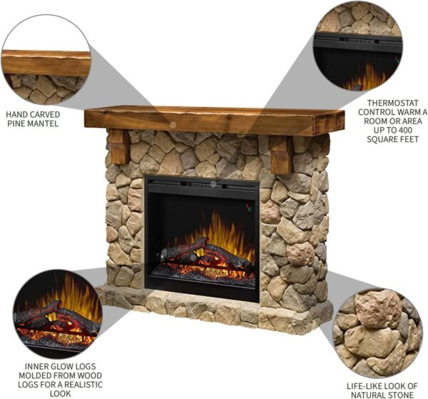 Dimplex Fieldstone 26" Electric Fireplace with Mantel Surround Package