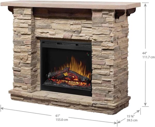 Dimplex Fieldstone 26" Electric Fireplace with Mantel Surround Package