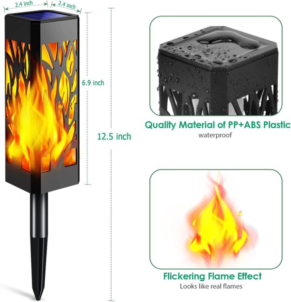 TomCare Solar Lights, Outdoor Flickering Flame Solar Pathway Lights