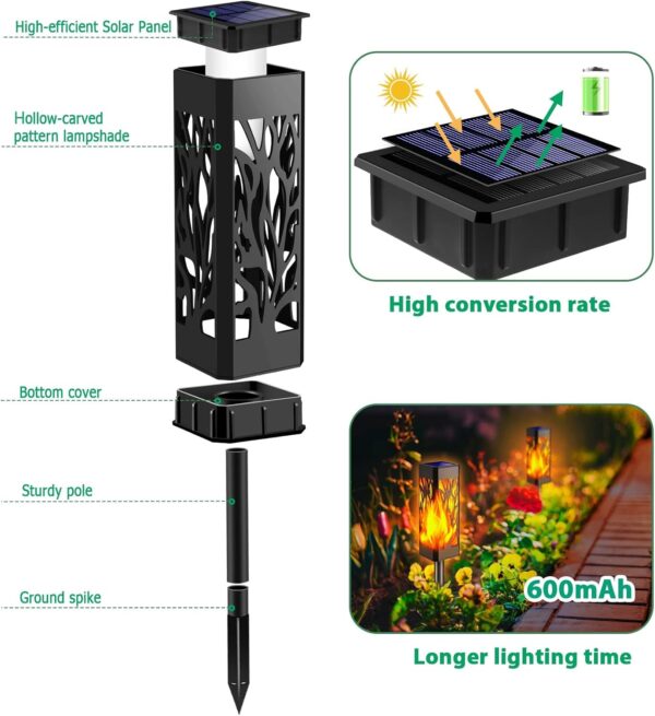 TomCare Solar Lights, Outdoor Flickering Flame Solar Pathway Lights