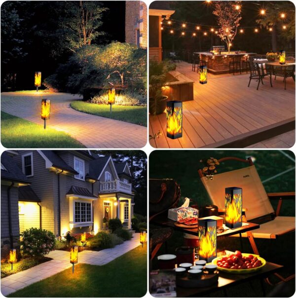 TomCare Solar Lights, Outdoor Flickering Flame Solar Pathway Lights